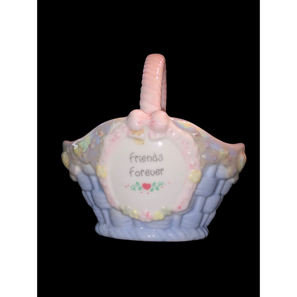 1996 Vintage Precious Moments Collectible Porcelain Basket "Friends‎ Forever"